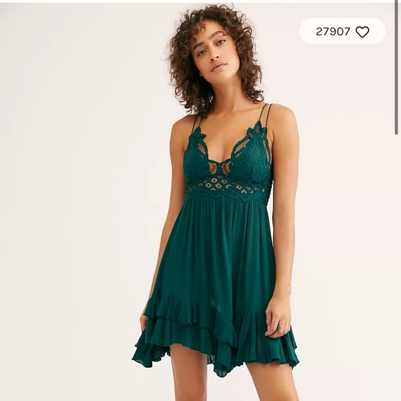 Free People Adella Slip Dress  - Hunter Green - Picture 1 of 3